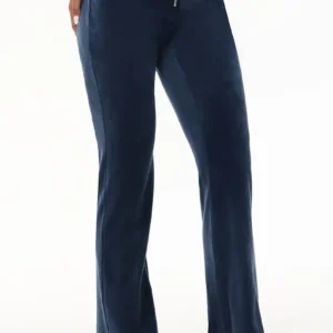 JUICY COUTURE VELOUR HIGH-WAISTED STRAIGHT LEG TRACK BOTTOMS
