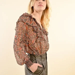 MOLLY BRACKEN RUST LEELA BLOUSE