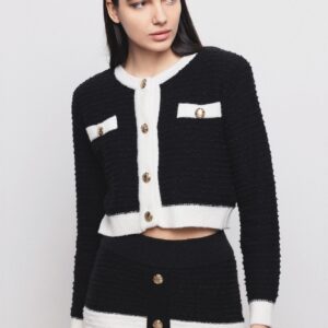 Giacca Cropped Nero-Offwhite - Gaëlle Paris