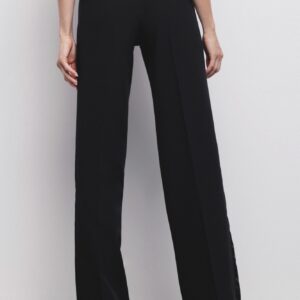 Alternative view of Palazzo trousers in cady Black - Gaëlle Paris
