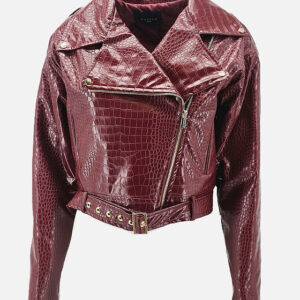 BIKER JACKET Gaëlle Paris  BORDEAUX CROCO