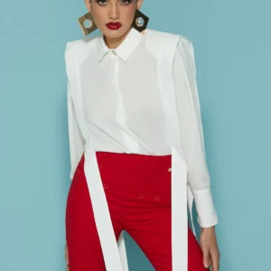 Relish Μακρυμάνικο πουκάμισο GISELLY με κρεμαστά κορδόνια και κουμπί από στρας