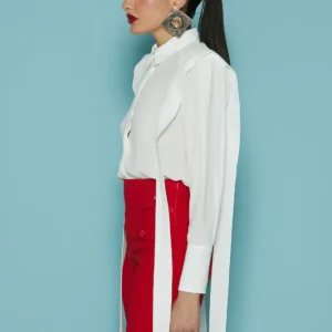 Alternative view of Relish Μακρυμάνικο πουκάμισο GISELLY με κρεμαστά κορδόνια και κουμπί από στρας