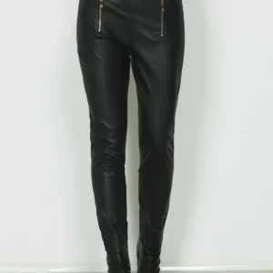 Relish Ψηλόμεσο παντελόνι FABIA με ζώνη συν αγκράφα με λογότυπο και φερμουάρ από οικολογικό δέρμα