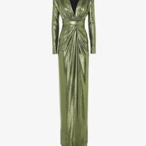 Alma Sanchez Abito lungo scollo profondo in jersey metalizzato