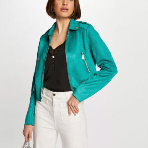 MORGAN SS 25 Zipped short suede jacket  women