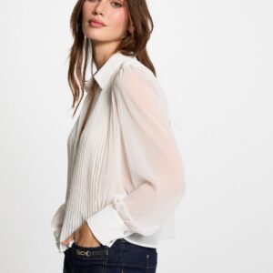 Alternative view of MORGAN SS 25 Long-sleeved shirt with pleats white women
