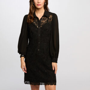 MORGAN SPRING Straight mini lace dress black women