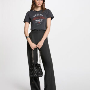 Alternative view of MORGAN SS T-shirt with message dark grey women