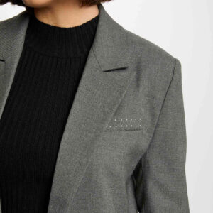 Alternative view of MORGAN SPRING Long jacket studs details light grey women