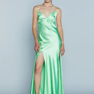 RELISH SPRING - SUMMER NEW ENNIO Long Dress with Slits and Low Back Satin