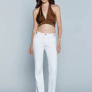 RELISH SPRING - SUMMER NEW REECE Ψηλόμεσο παντελόνι με λουράκια και αγκράφες με λογότυπο και ραφές