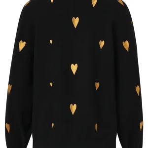 Smashed Lemon Knit Heart Sweater Black & Gold – Cozy Chic Statement Πλεκτό