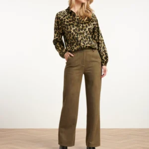 Alternative view of Satin Leopard Blouse Army Black – Premium Animal Print Elegance by Smashed Lemon