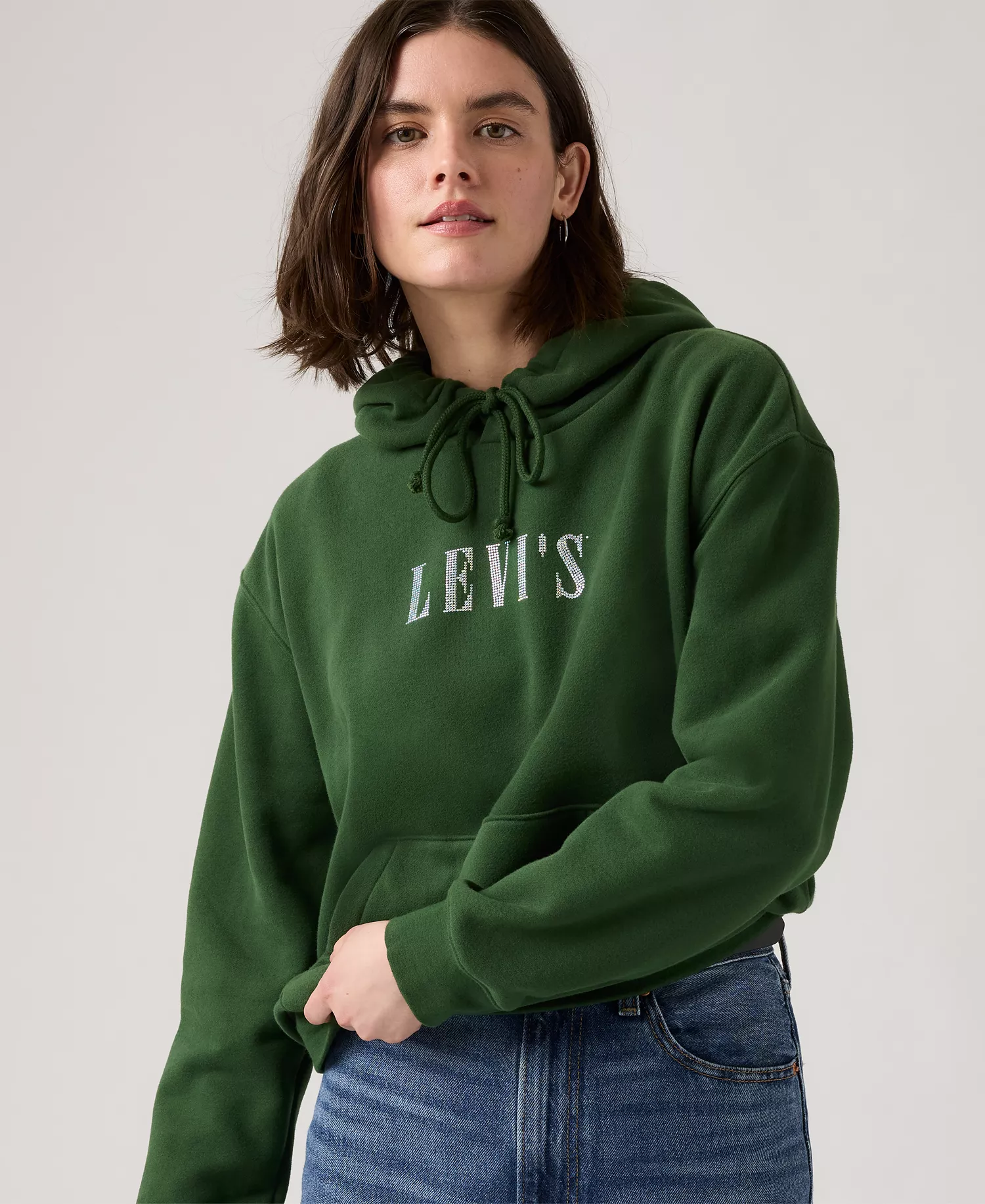 Levi’s Everyday Logo Strass Hoodie – Dark Green