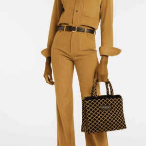 Alternative view of Melissa Medium Tote Bag Black-Yellow – Luxury Velour Handbag | Sorena Greece Boutique