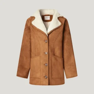 Pepe Jeans Borg Lined Faux-Shearling Coat Camel – Cozy Short Winter Jacket | Premium Urban Outerwear