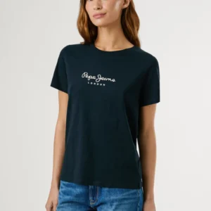 Alternative view of Pepe Jeans Berenice Logo T-Shirt | Premium Βαμβακερό Μονόχρωμο Μπλουζάκι για Κάθε Μέρα