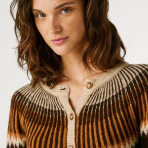 Alternative view of Pepe Jeans Cissy Fair Isle Cardigan – Cozy Winter Knit in Beige–Brown–Orange | Premium Soft Touch