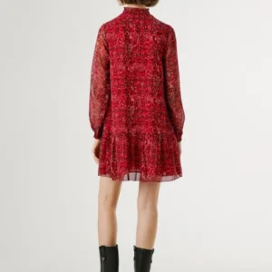 Alternative view of Pepe Jeans Mimi Print Mini Dress Red – Μίνι Φόρεμα Σιφόν με Λαχούρια | Νέα Συλλογή Ελλάδα