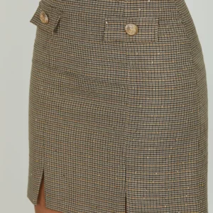 Alternative view of Relish Fuji Mini Skirt Pie de Poule Beige – Sparkling Tailored Mini with Sequins | Relish