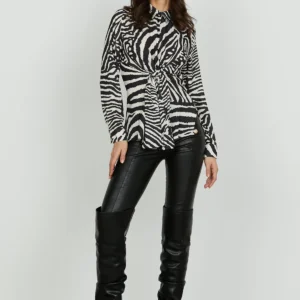 Alternative view of High-Waisted Faux Leather Pants Black – Sculpting Skinny Fit with Gold Button Detail | Relish Quorum