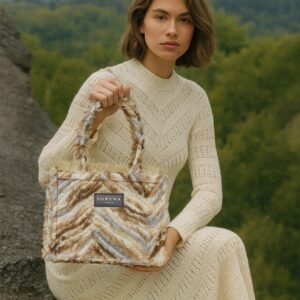 Tiffany Fur Medium Tote Bag – Zebra Beige Luxury Bag | SORENA Greece