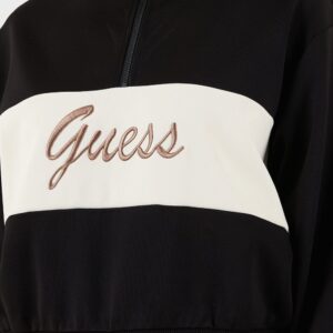 Alternative view of Guess Fabia Half-Zip Sweatshirt – Γυναικείο Μαύρο Φούτερ με Κέντημα & Λευκή Ρίγα