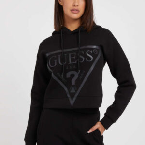 Alternative view of Guess New Alisa Hooded Sweatshirt – Γυναικείο Cropped Hoodie με Μεγάλο Logo σε Μαύρο