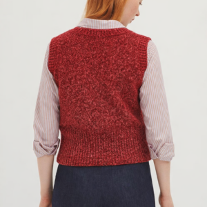Alternative view of NICE THINGS Knitted Twisted Yarn Vest Γυναικείο Πλεκτό Γιλέκο από Βιώσιμο Μαλλί & Βαμβάκι – Red