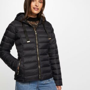 Morgan Padded Hooded Jacket – Μαύρο Κοντό Μπουφάν με Κουκούλα & Ελαφριά Μόνωση