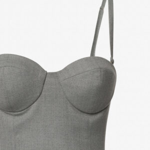 Alternative view of Alma Sanchez Zayete Midi Grey Dress – Εφαρμοστό Φόρεμα με Τιράντες