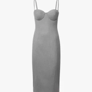 Alma Sanchez Zayete Midi Grey Dress – Εφαρμοστό Φόρεμα με Τιράντες