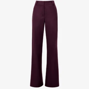 Leather High-Waist Wide Leg Pozio Pant – Dark Purple | Alma Sanchez