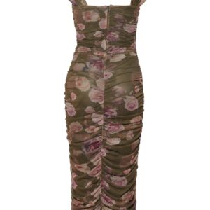 Alternative view of ERYA INTIMATE Kelly Midi Mesh Dress Γυναικείο Floral Khaki – Σούρες & Τούλι