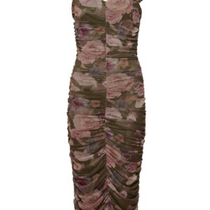 ERYA INTIMATE Kelly Midi Mesh Dress Γυναικείο Floral Khaki – Σούρες & Τούλι