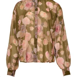 ERYA INTIMATE Kelly OS Shirt Γυναικείο Πουκάμισο Floral Green – One Size & Silk Touch Υφή