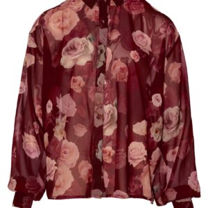 ERYA INTIMATE Vanessa OS Shirt Γυναικείο Πουκάμισο Floral Bordeaux – One Size & Silk Touch Υφή