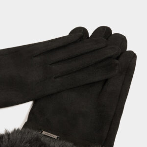 Alternative view of Morgan Premium Black Faux Fur Gloves – Μαύρα Γάντια με Γούνινες Μανσέτες