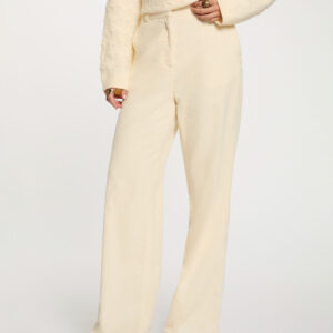 Alternative view of Morgan Wide-Leg Velvet Trousers – Φαρδύ Κοτλέ Παντελόνι σε Ecru Απόχρωση