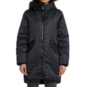 Rino & Pelle Lune Long Coat Μαύρο – Ζεστό Μακρύ Μπουφάν με Κουκούλα & Φερμουάρ Τσέπες