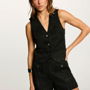Morgan Fitted Tweed Shorts – Εφαρμοστό Ψηλόμεσο Σορτς από Τουίντ σε Μαύρο