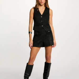 Alternative view of Morgan Fitted Tweed Shorts – Εφαρμοστό Ψηλόμεσο Σορτς από Τουίντ σε Μαύρο